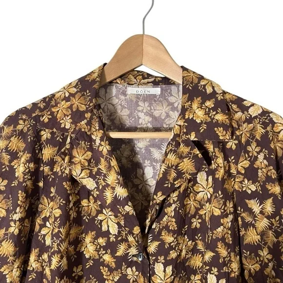 DOEN Sheila Button Down Top in Fern Grove Floral - Picture 5 of 10